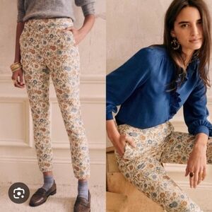 Sezane Clara Floral Jacquard Pants, Size 38/6 USA Slim Fit, Side ZipAvailability